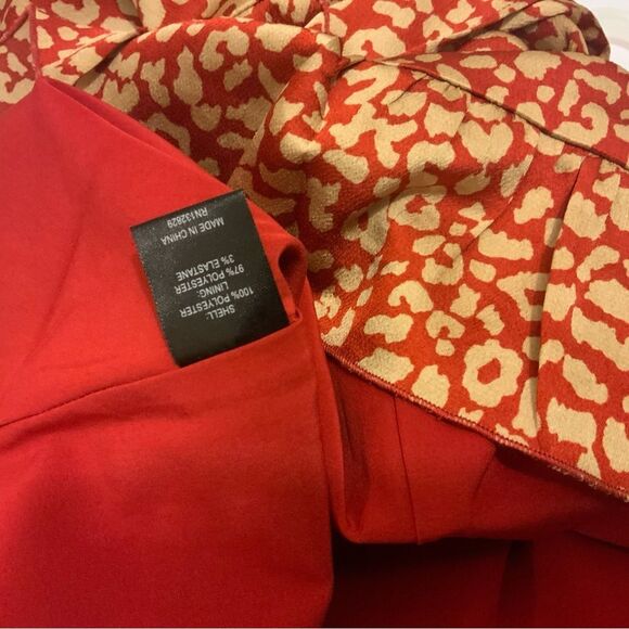MAJORELLE Shiloh Ruffle Puff Sleeve Mini Dress in Red Leopard Size XS